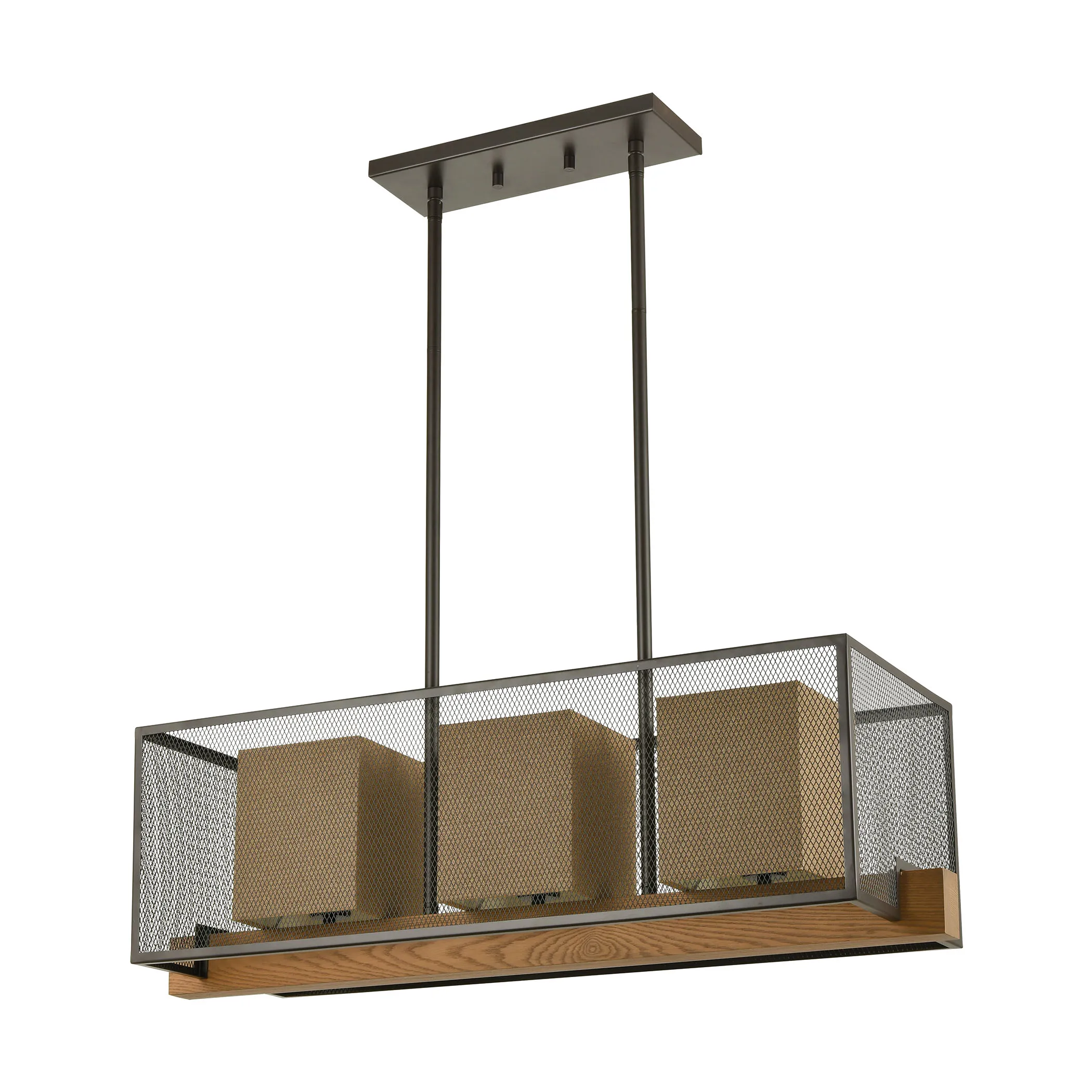 Crossbeam 35" Wide 3-Light Linear Chandelier - Oil Rubbed Bronze