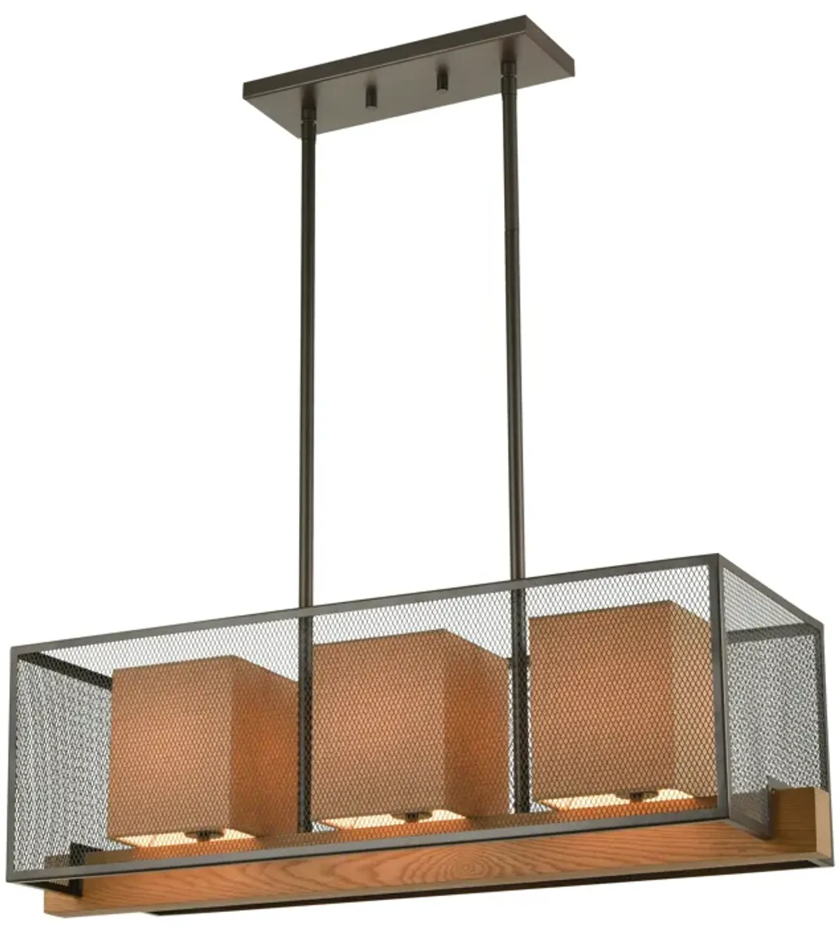 Crossbeam 35" Wide 3-Light Linear Chandelier - Oil Rubbed Bronze