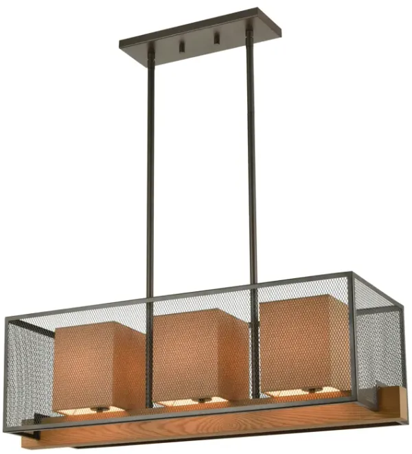 Crossbeam 35" Wide 3-Light Linear Chandelier - Oil Rubbed Bronze