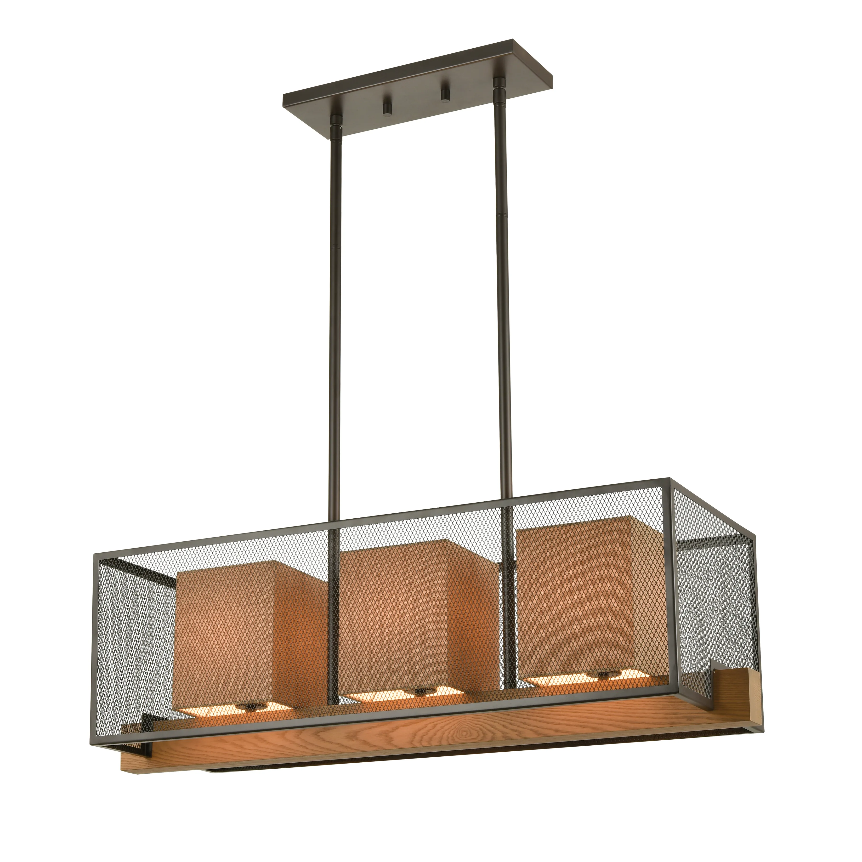 Crossbeam 35" Wide 3-Light Linear Chandelier - Oil Rubbed Bronze