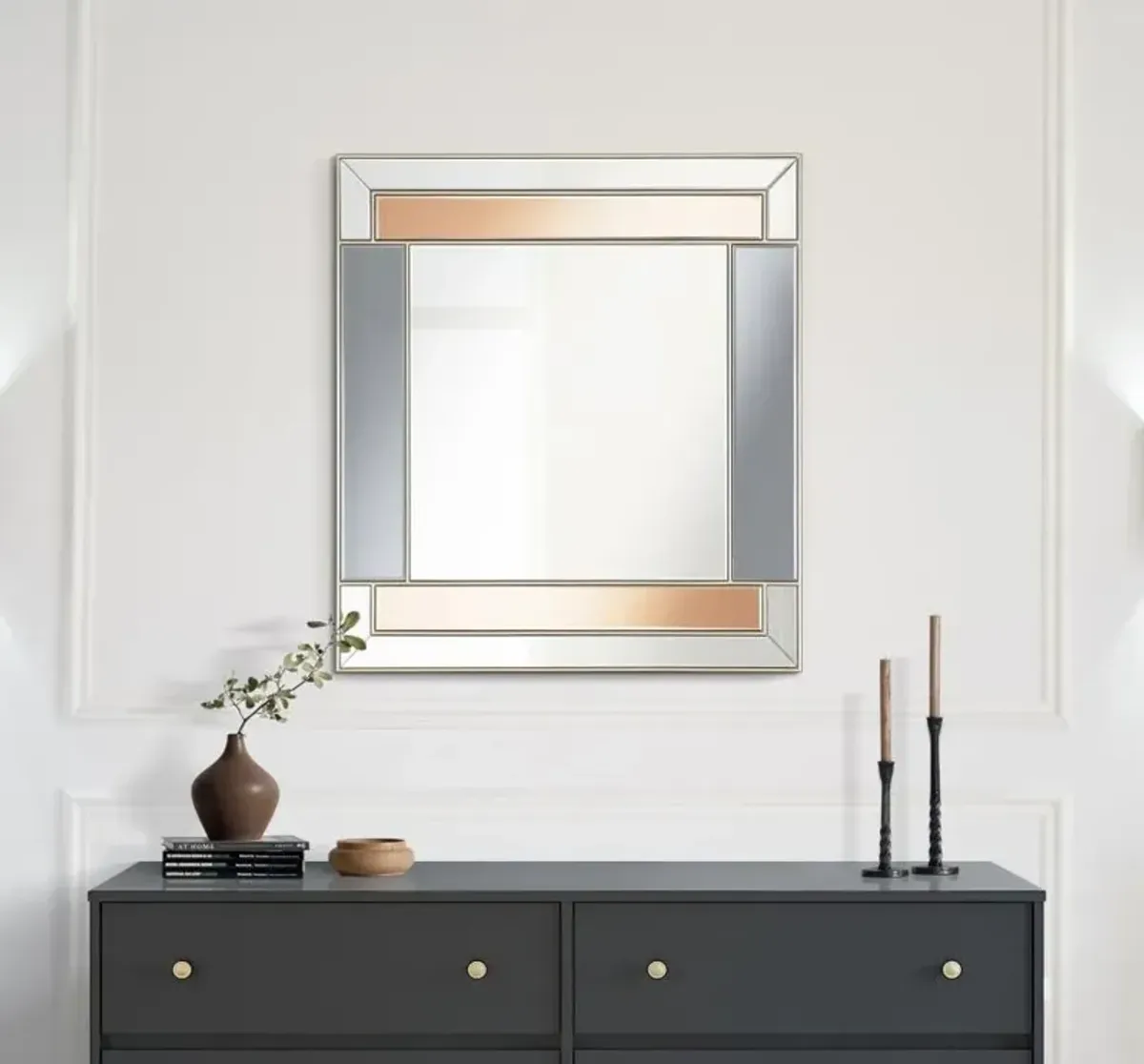 Braylin Rectangular Wall Mirror Champagne and Grey