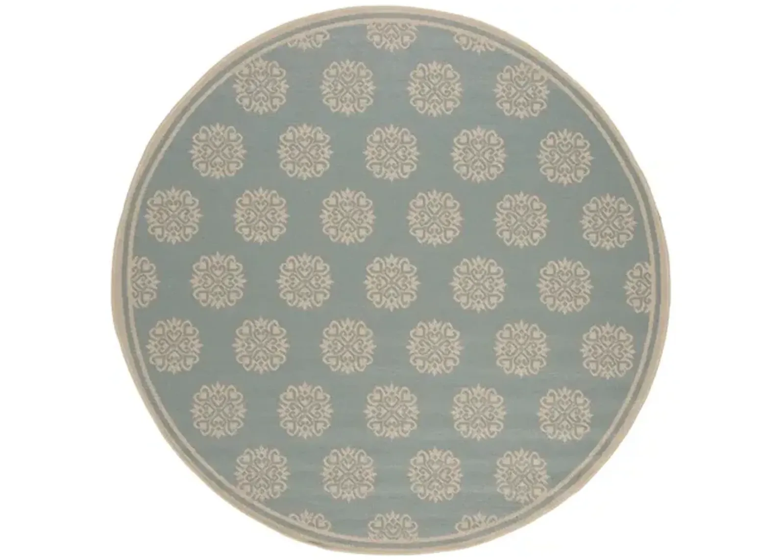 LINDEN 181 Collection LND181K-6R Aqua / Cream 6'-7" X 6'-7" Round