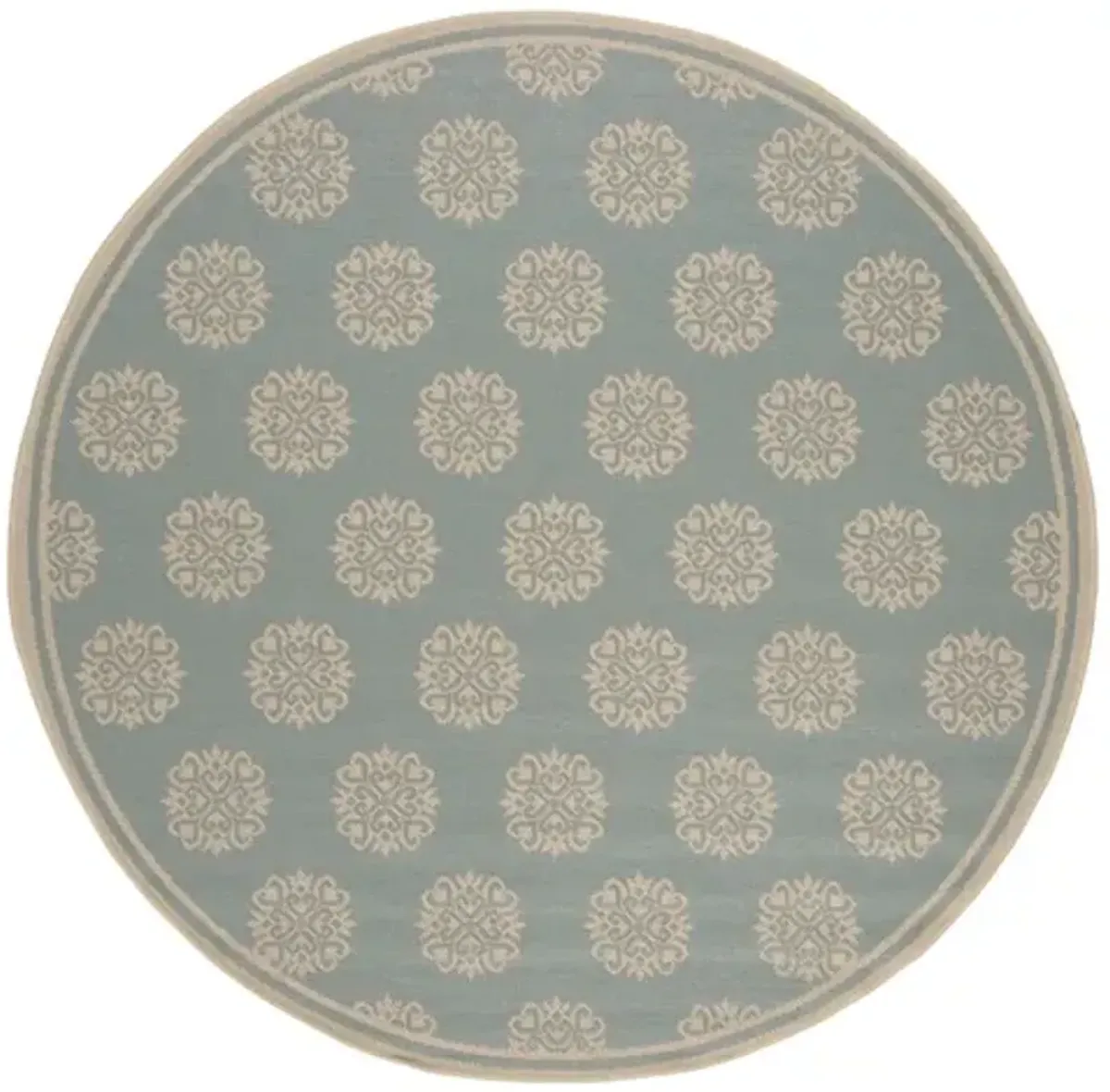 LINDEN 181 Collection LND181K-6R Aqua / Cream 6'-7" X 6'-7" Round