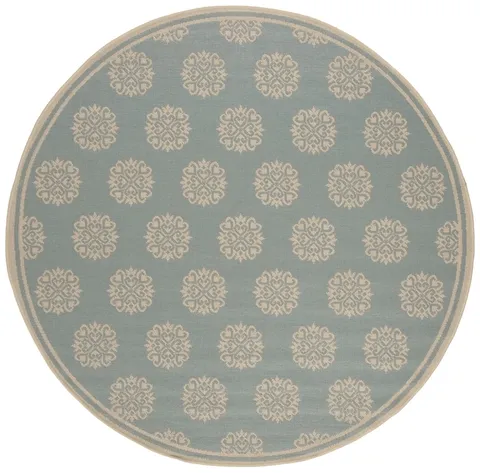 LINDEN 181 Collection LND181K-6R Aqua / Cream 6'-7" X 6'-7" Round