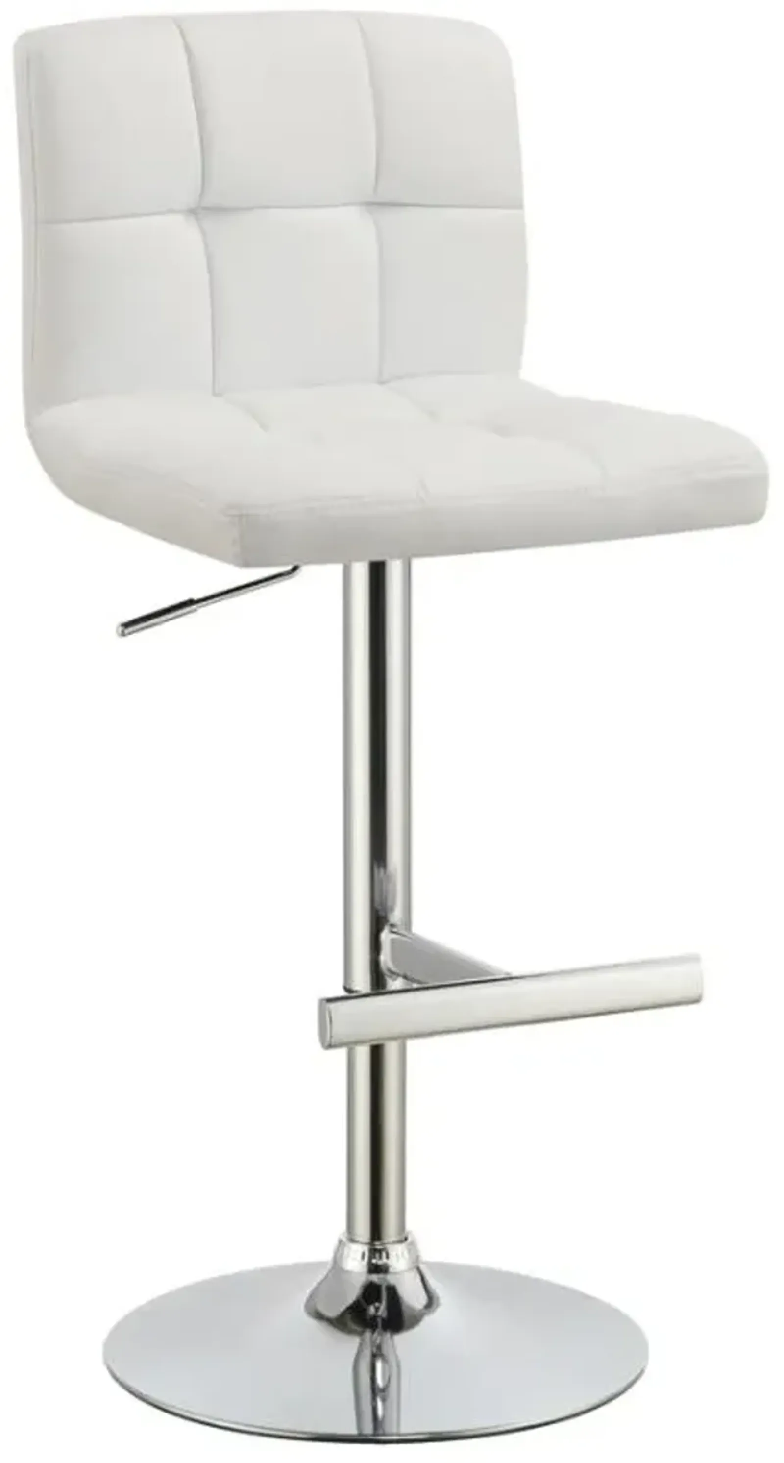 Lenny Adjustable Bar Stools Chrome and White (Set of 2)