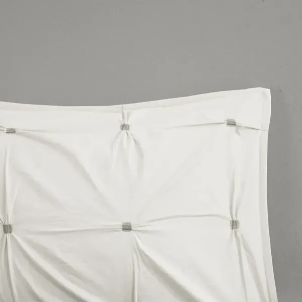 Ink+ivy Masie White 3 Piece Elastic Embroidered Cotton Duvet Cover Set