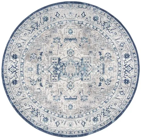 Brentwood 851 Light Grey / Blue 9' X 9' Round Round Powerloomed Rug