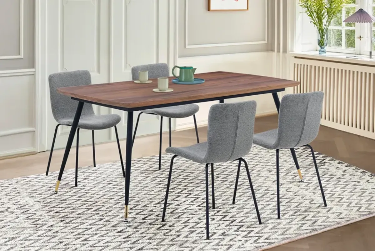 Messina and Gillian Light Gray Fabric 5 Piece Rectangular Dining Set