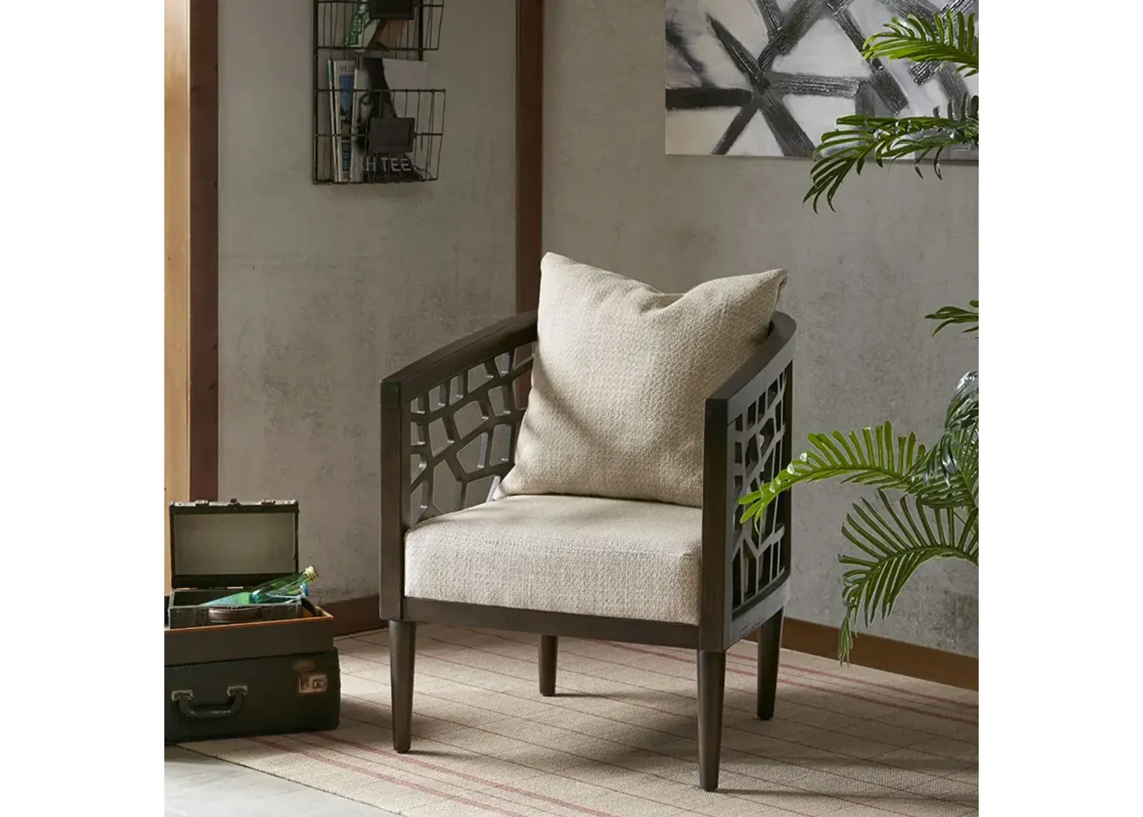 INK+IVY Crackle Tan Accent Chair