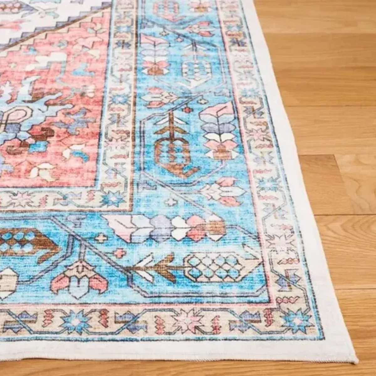 WASHABLE PRINTED RUG 322 Blue  3' X 5' Small Rectangle Rug