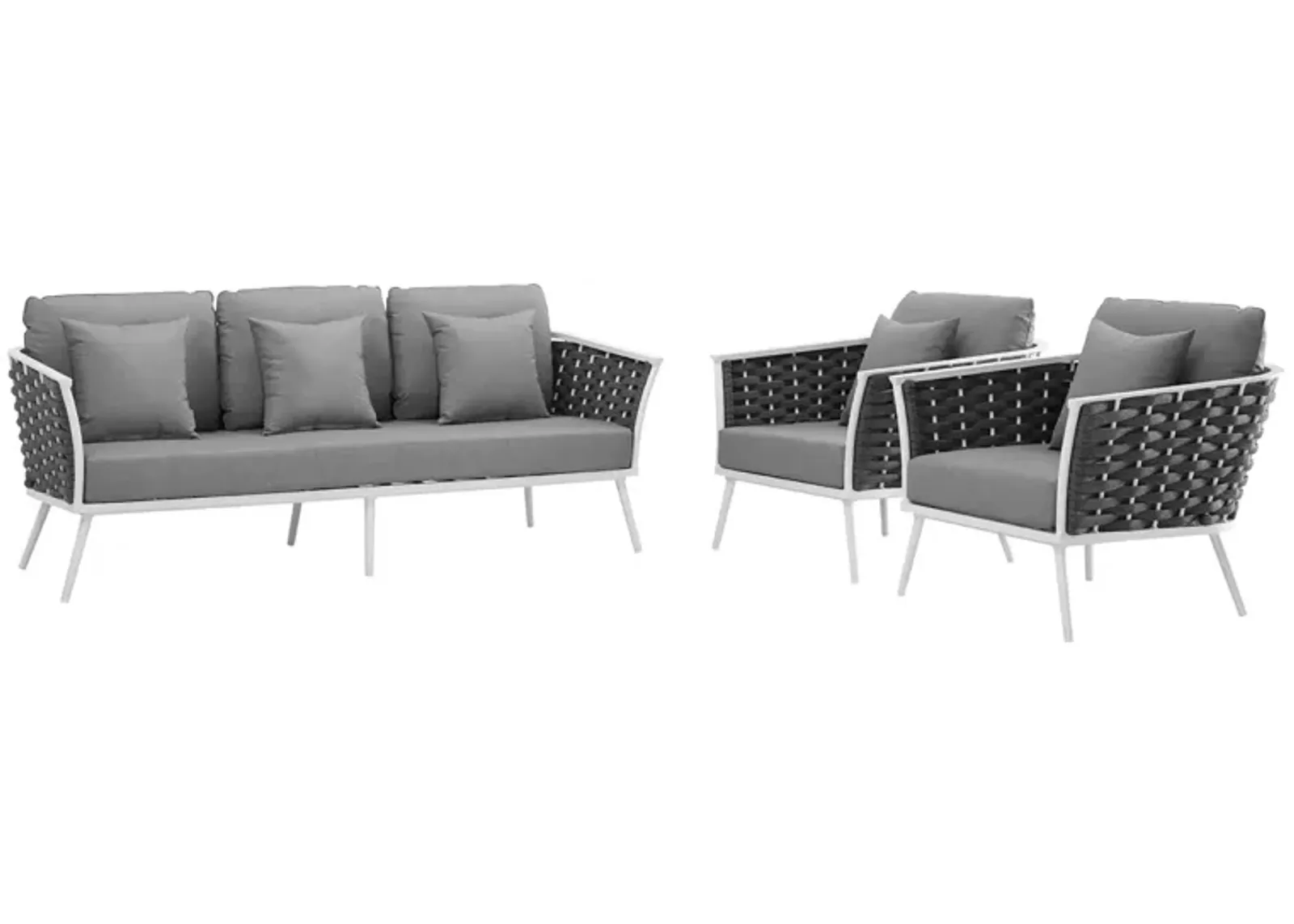 Stance 3 Piece Outdoor Patio Aluminum Sectional Sofa Set