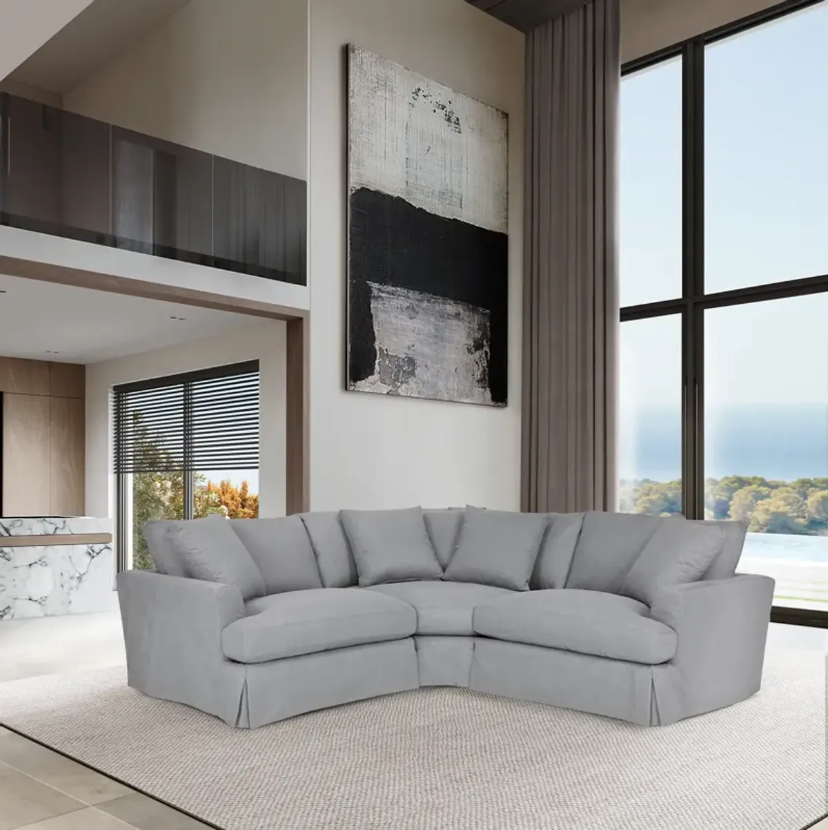 Ciara Upholstered 3 Piece Sectional Sofa in Slate Gray 