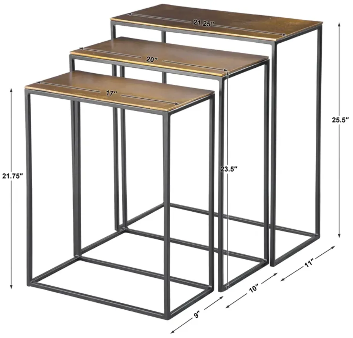 Coreene Gold Nesting Tables Set/3