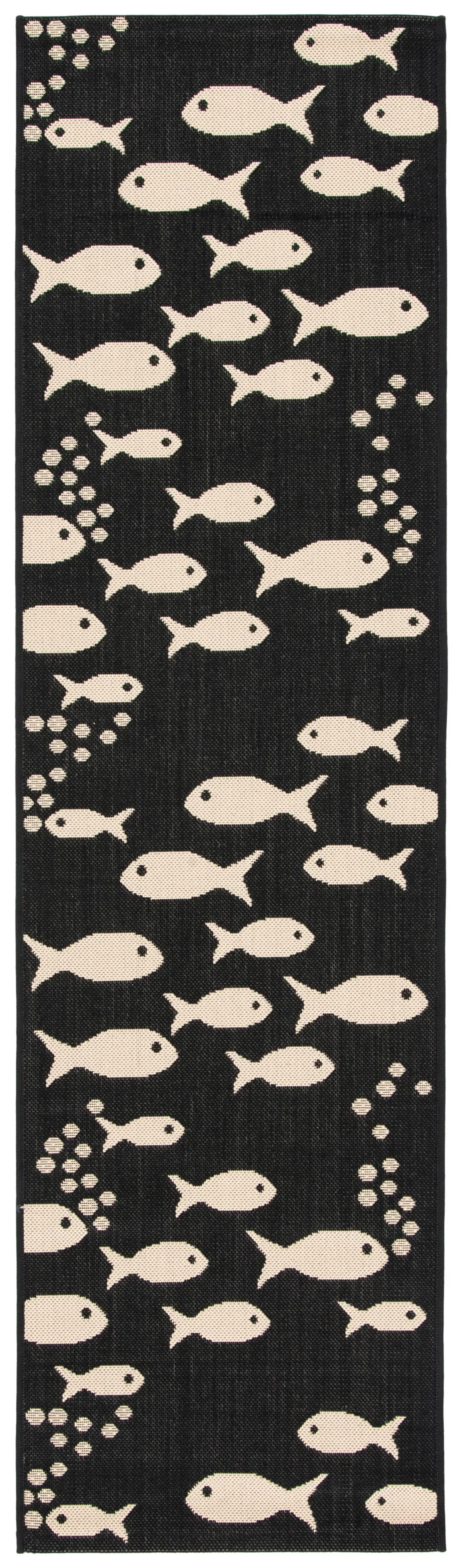 COURTYARD 6012 BLACK  2'-3' x 22' Runner Rug