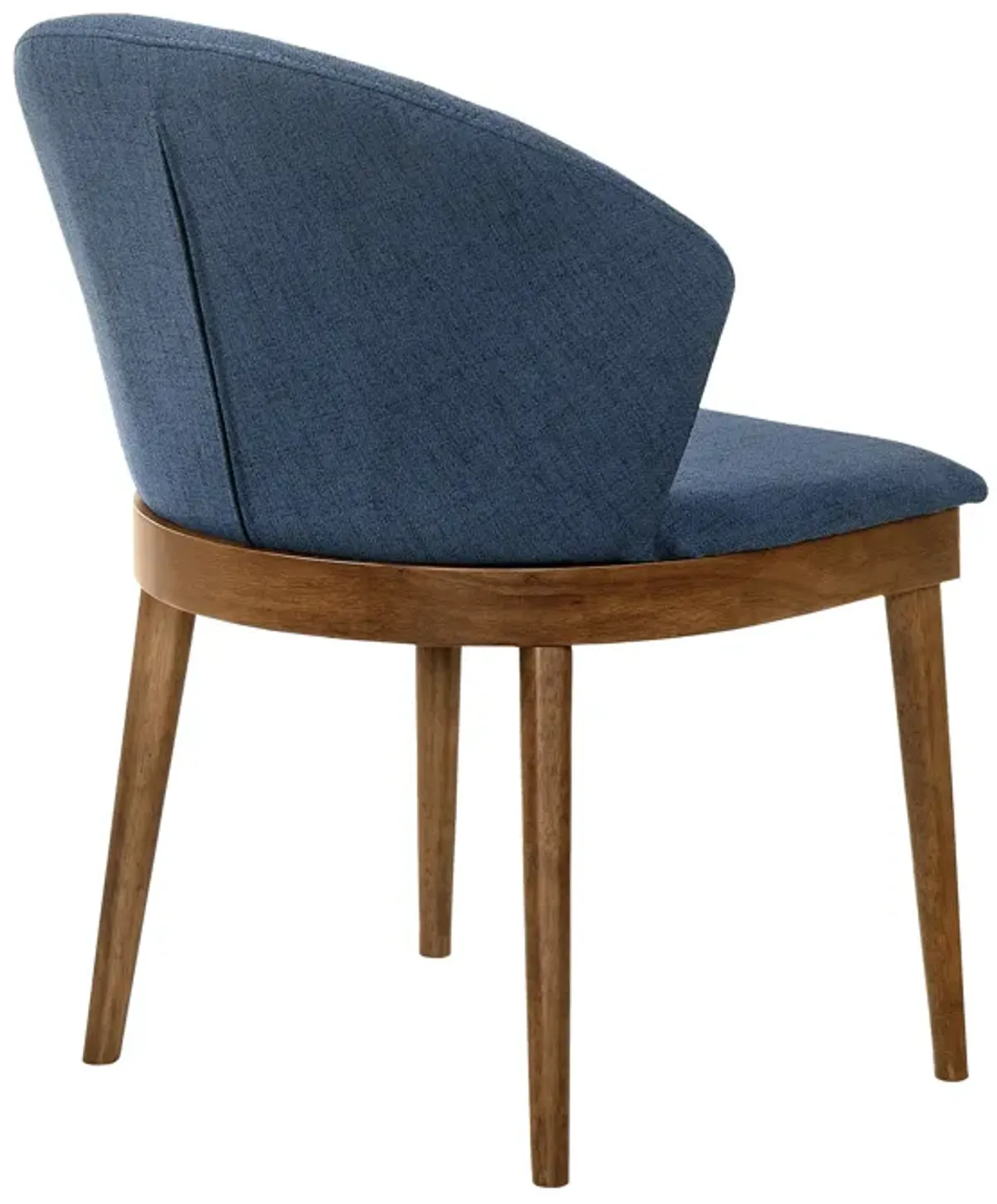 Juno Blue Fabric and Walnut Wood Dining Side Chairs - Set of 2