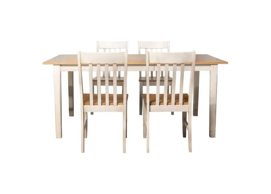 Kirby 5-piece Dining Set Natural and Rustic Off White