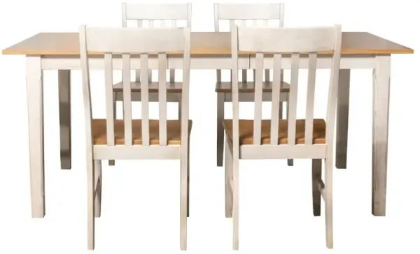 Kirby 5-piece Dining Set Natural and Rustic Off White