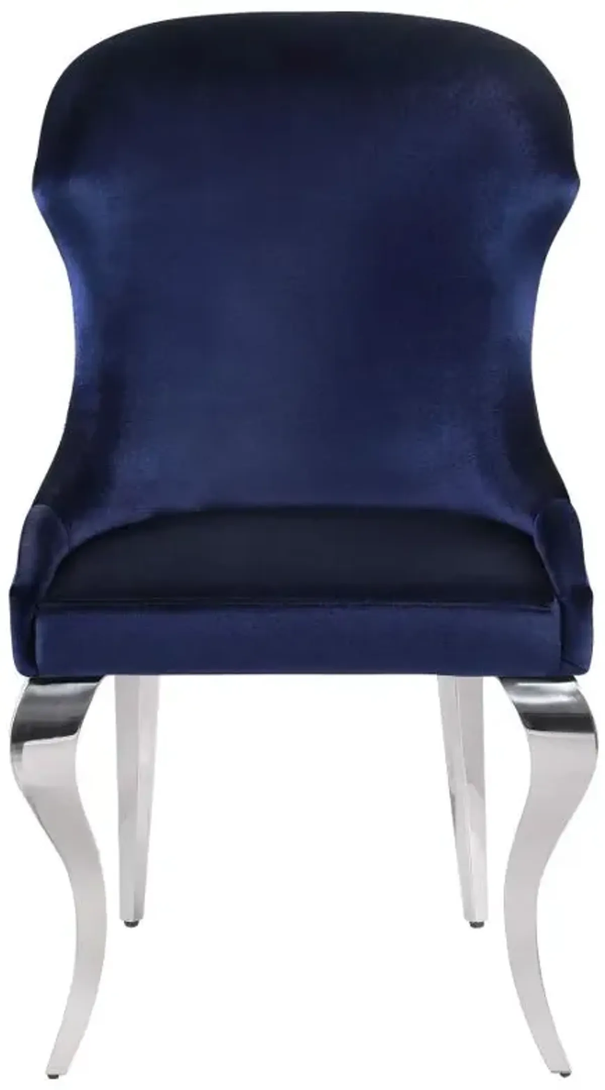 Cheyanne Upholstered Wingback Side Chair with Nailhead Trim Chrome and Ink Blue (Set of 2)