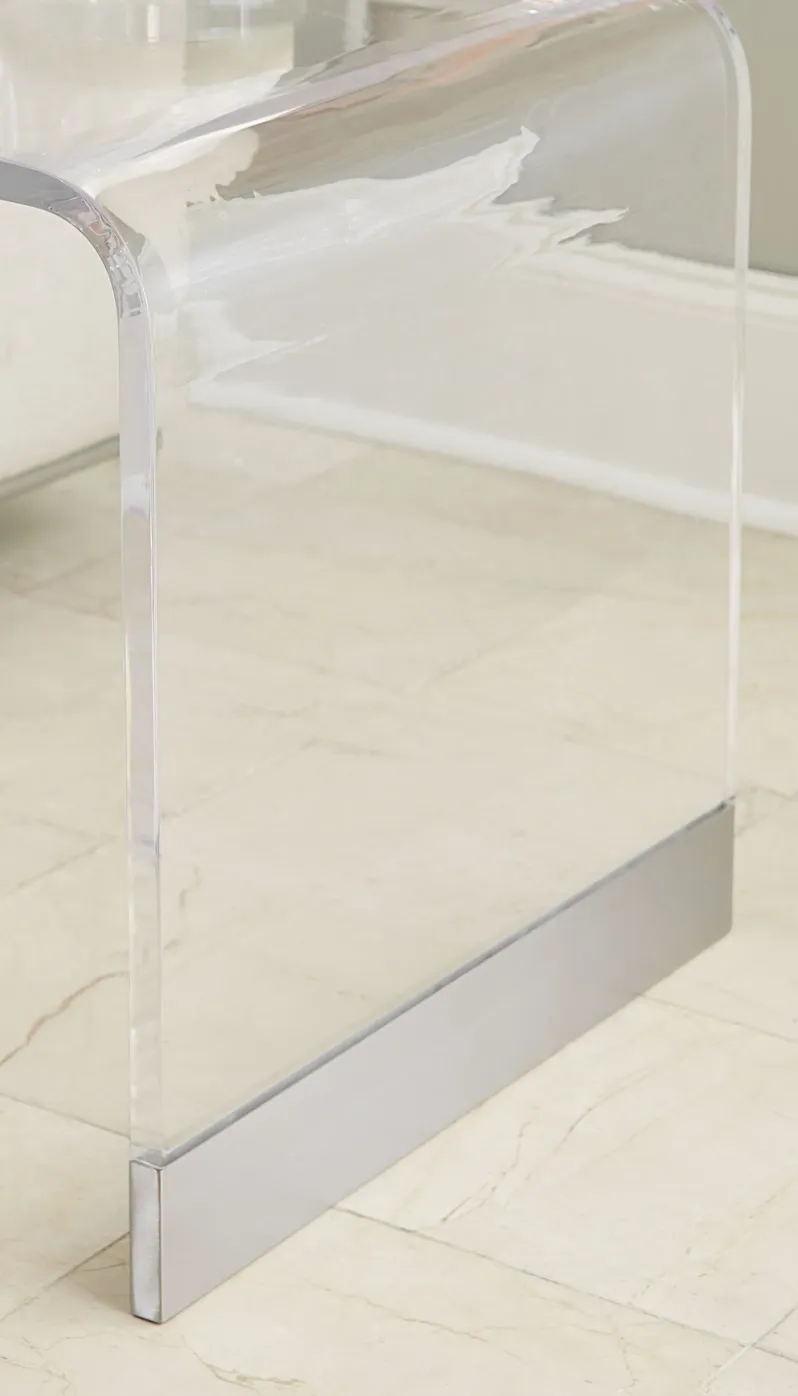 Bowie End Table in Clear Acrylic and Brushed Stainless Steel