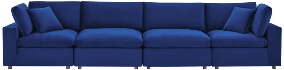 Commix Down Filled Overstuffed Performance Velvet 4-Seater Sofa