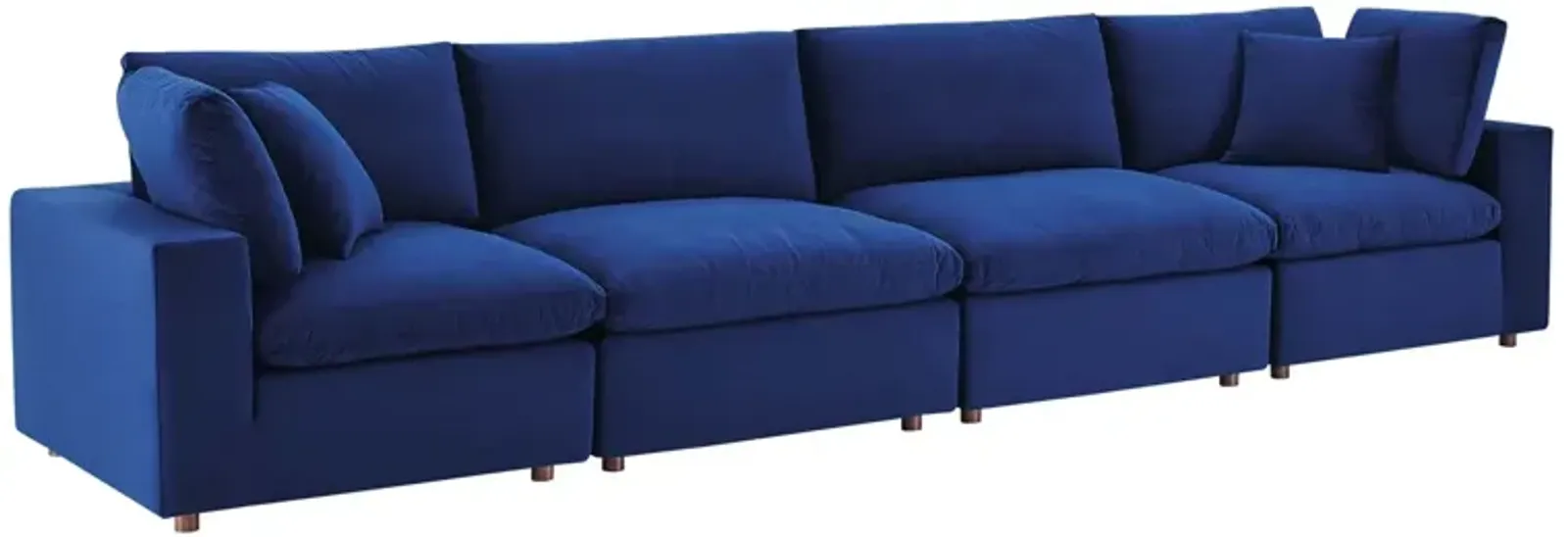 Commix Down Filled Overstuffed Performance Velvet 4-Seater Sofa