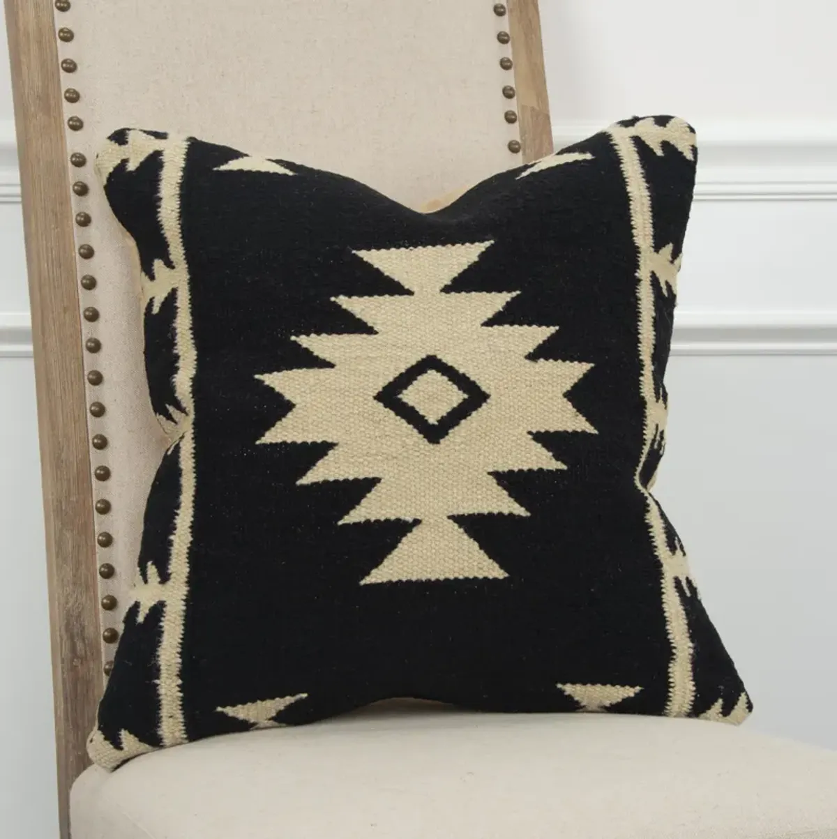 Southwestern Iconic Patterning Black Pillow