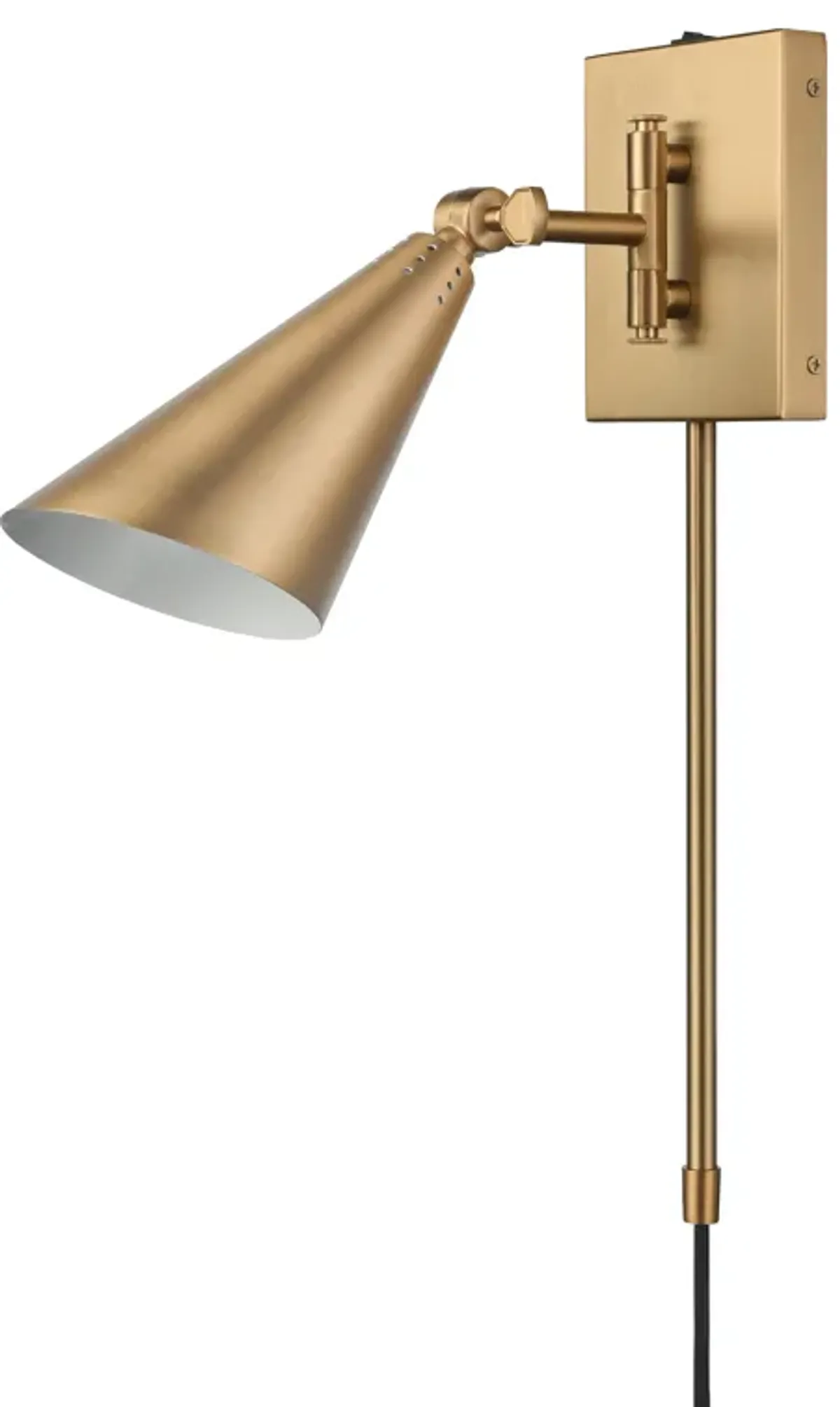 Whitmire 10.25'' High 1-Light Plug-In/Hardwire Sconce - Brushed Gold