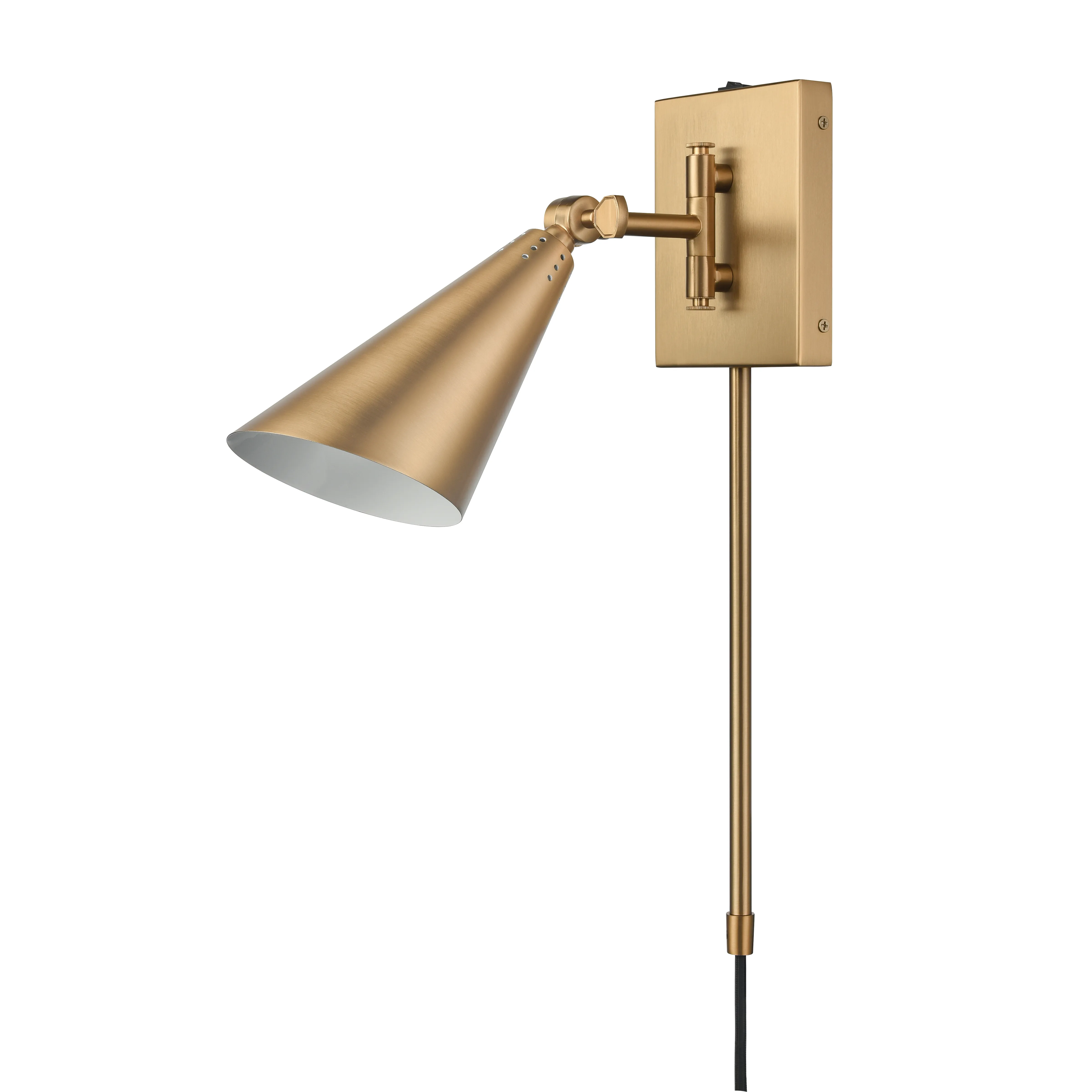 Whitmire 10.25'' High 1-Light Plug-In/Hardwire Sconce - Brushed Gold