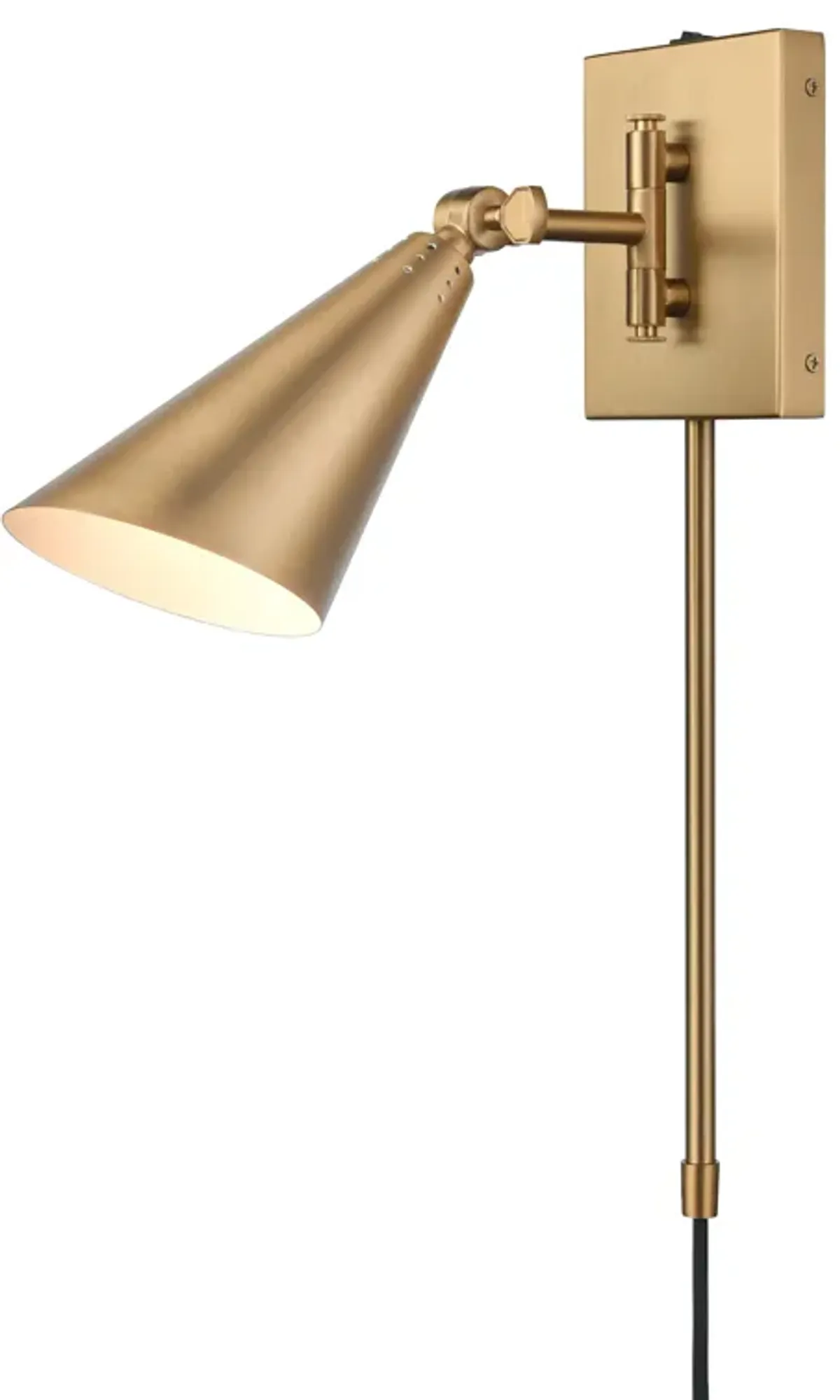 Whitmire 10.25'' High 1-Light Plug-In/Hardwire Sconce - Brushed Gold