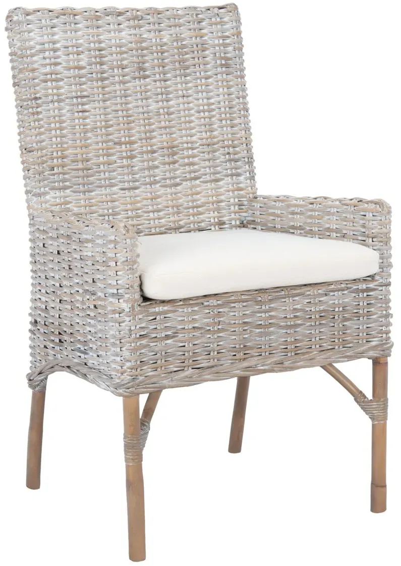 NANCY RATTAN ACCENT CHAIR W/ CUSHION