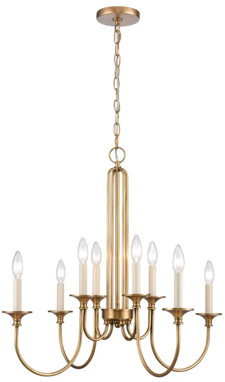 Cecil 28'' Wide 8-Light Chandelier - Natural Brass