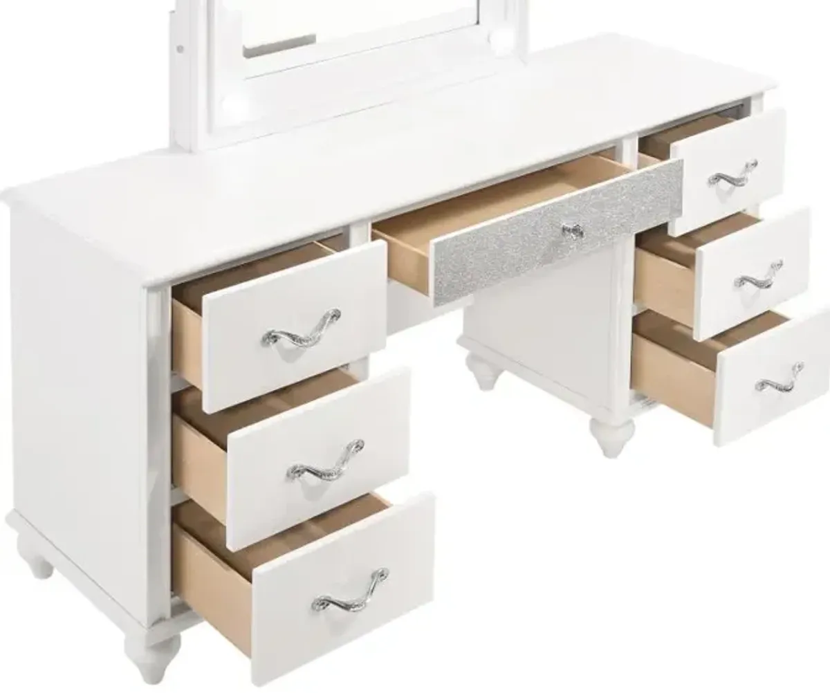 Barzini 7-drawer Vanity Desk with Lighted Mirror White