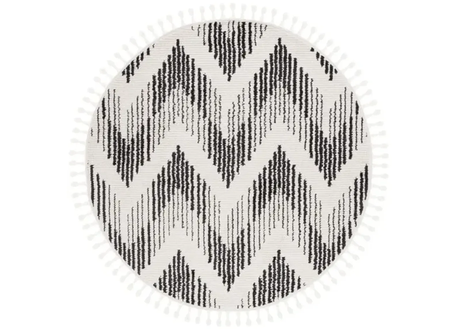 MOROCCAN TASSEL Round Power Loomed 6'-7" x 6'-7"Round Rug