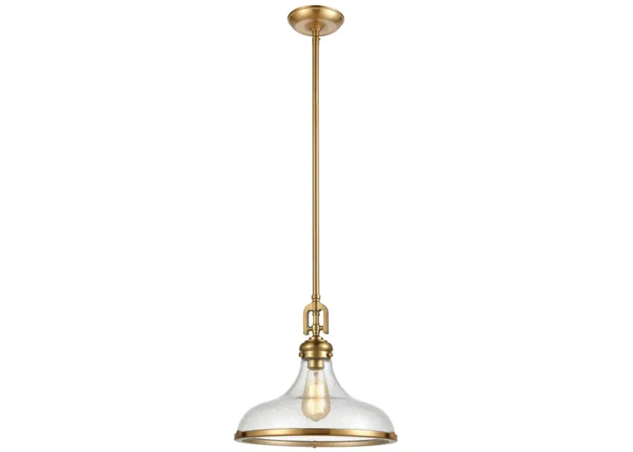 Rutherford 15" Wide 1-Light Pendant - Satin Brass