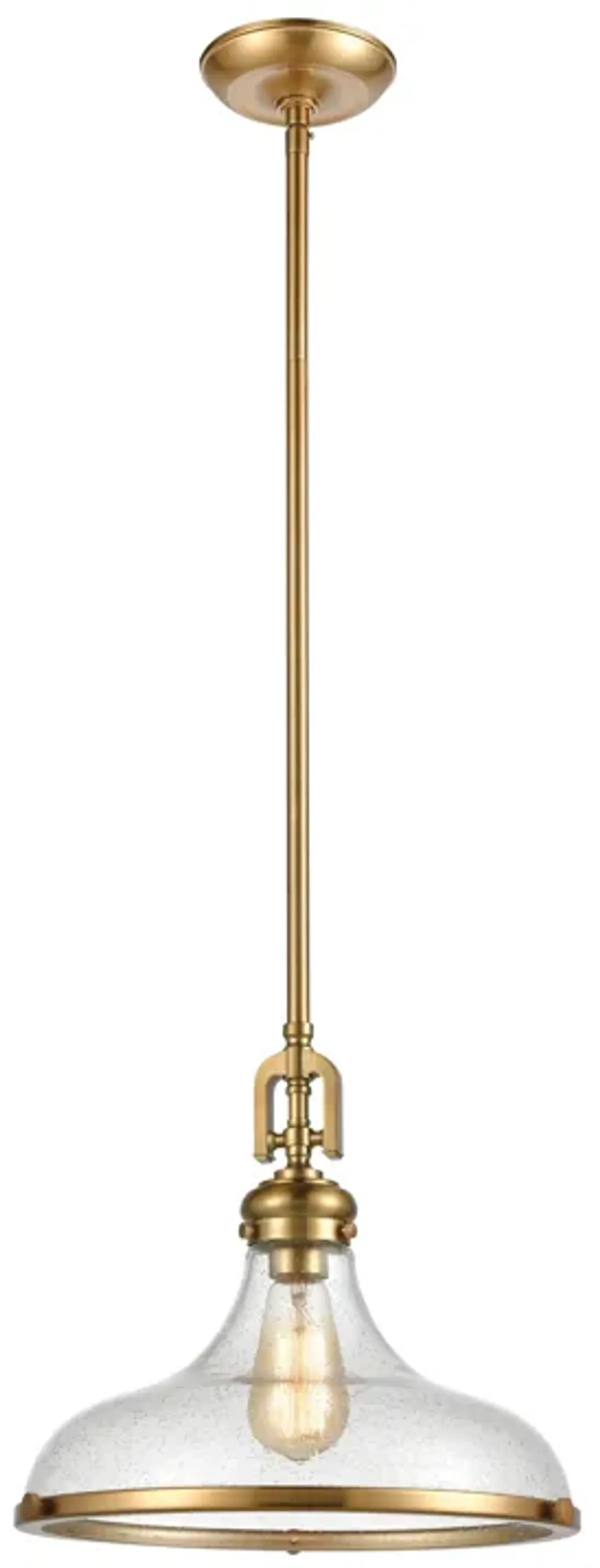 Rutherford 15" Wide 1-Light Pendant - Satin Brass