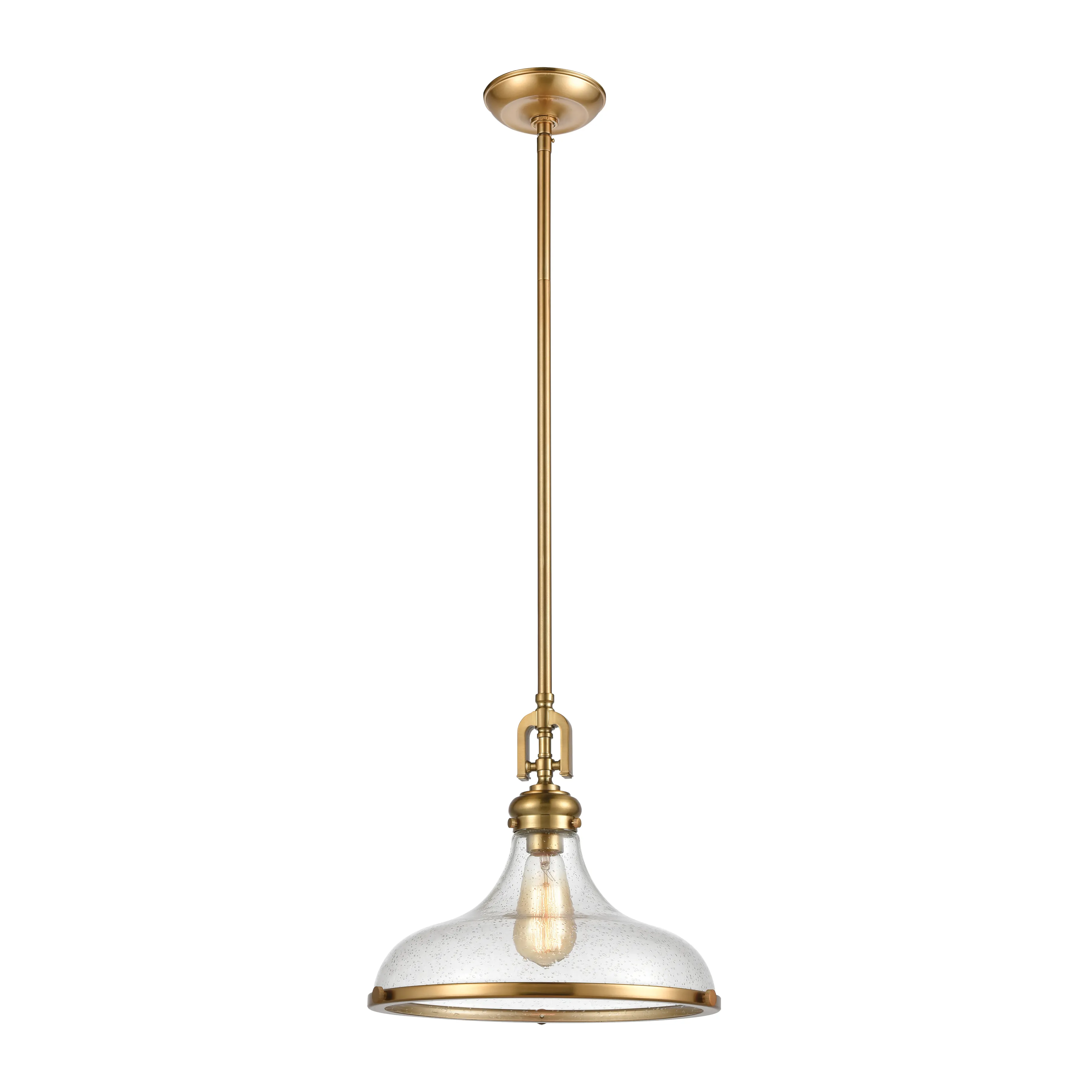 Rutherford 15" Wide 1-Light Pendant - Satin Brass