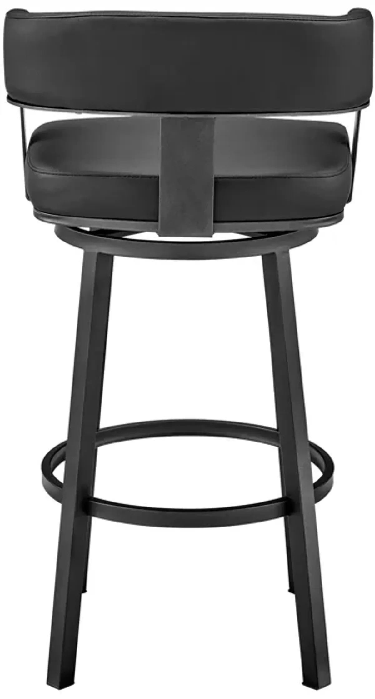 Lorin 30" Bar Height Swivel Bar Stool in Black Finish and Black Faux Leather