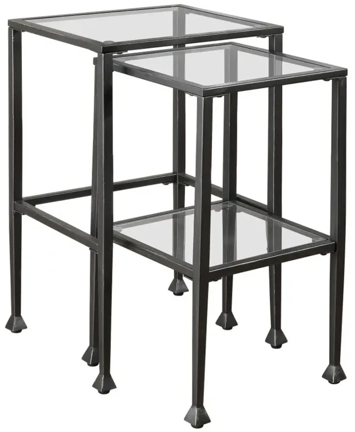 Leilani 2-piece Glass Top Nesting Tables Black