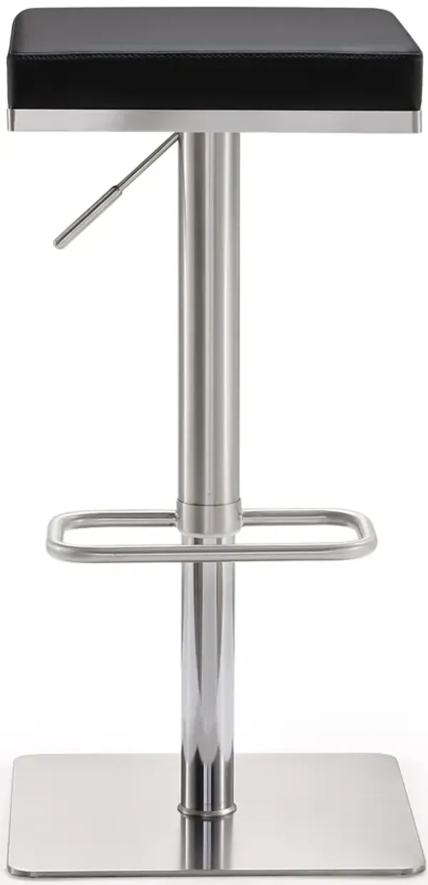 bari black stainless steel adjustable barstool