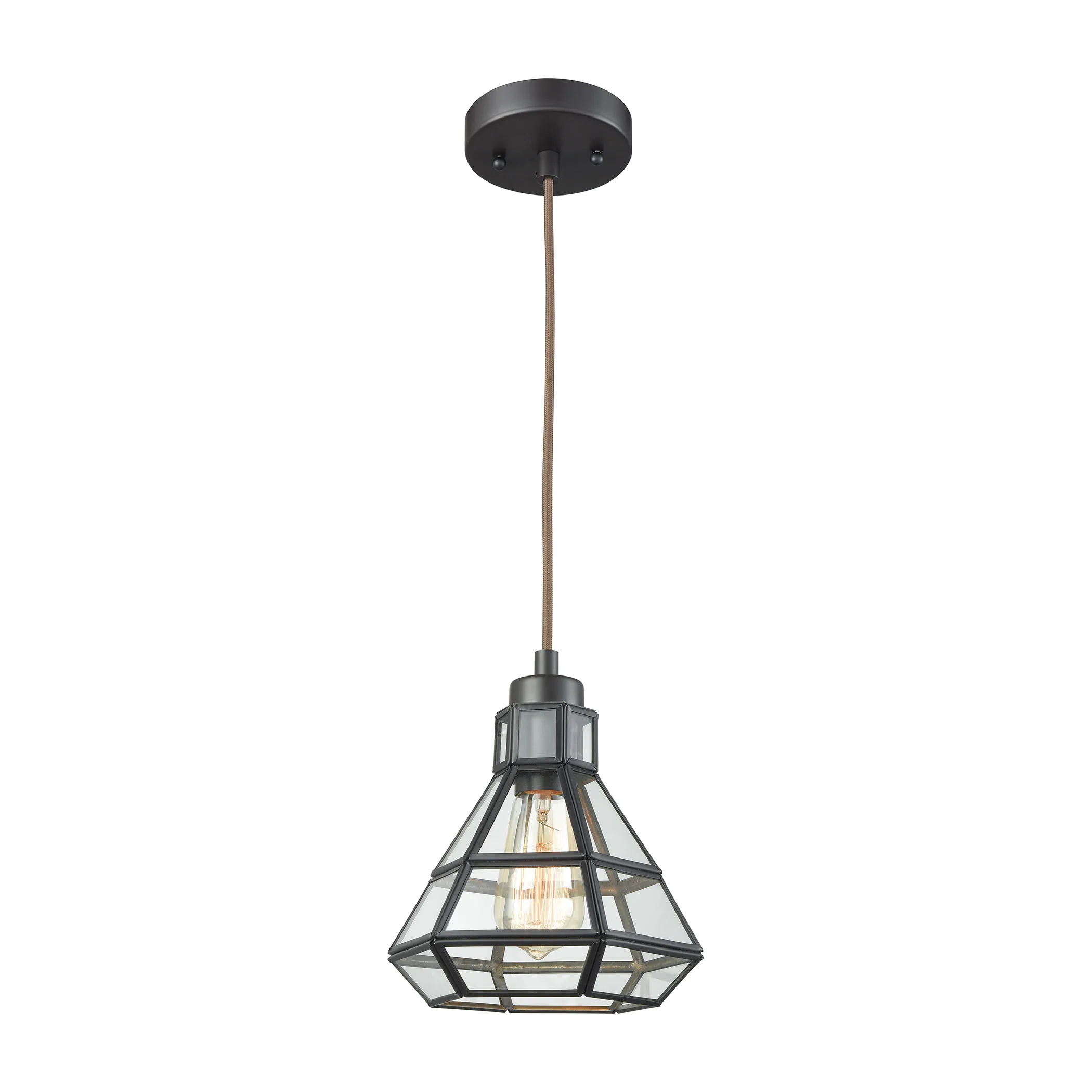 Window Pane 8" Wide 1-Light Mini Pendant - Oil Rubbed Bronze