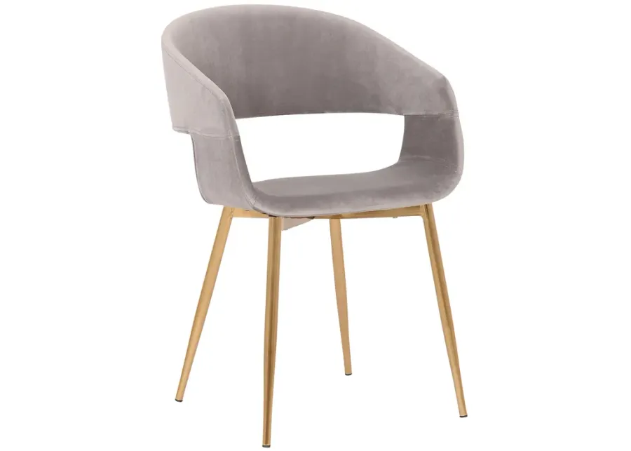 Jocelyn Mid-Century Gray Dining Accent Chair with Gold Metal Legs