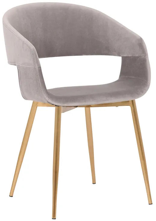 Jocelyn Mid-Century Gray Dining Accent Chair with Gold Metal Legs