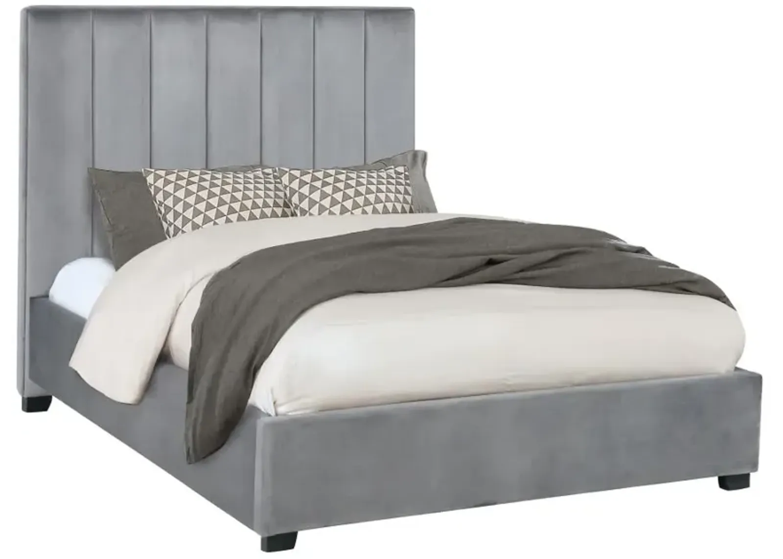 Arles Eastern King Vertical Channeled Tufted Bed Grey