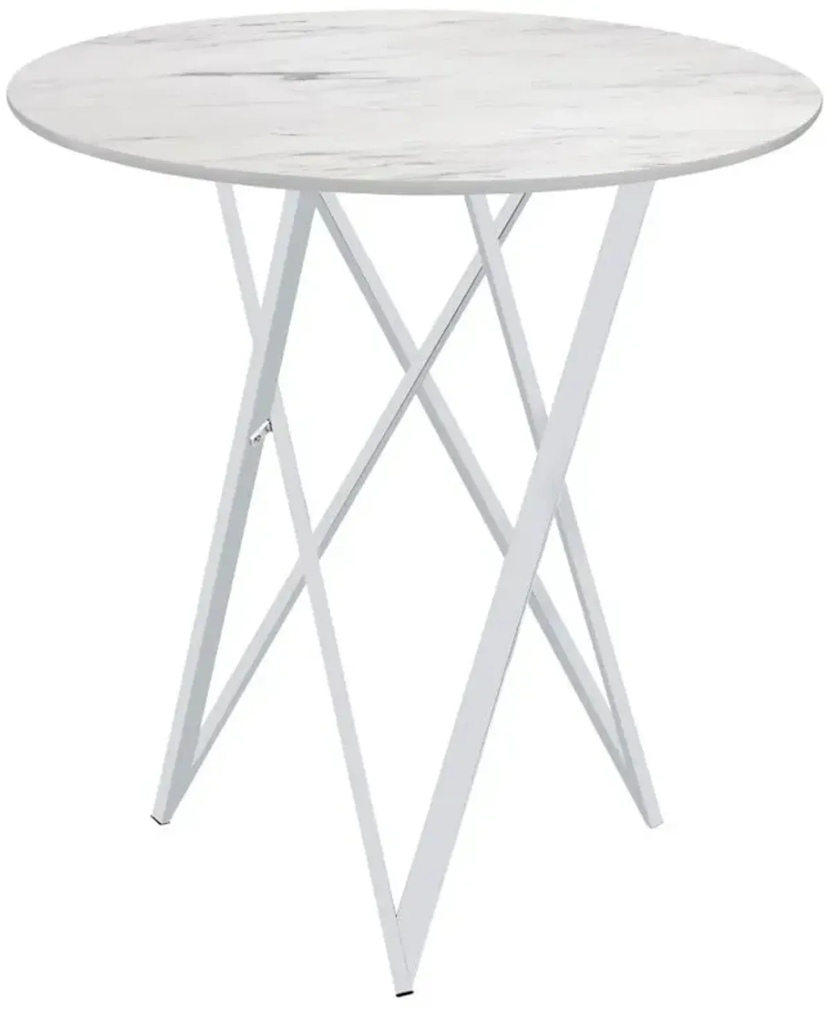 Bexter Faux Marble Round Top Bar Table White and Chrome