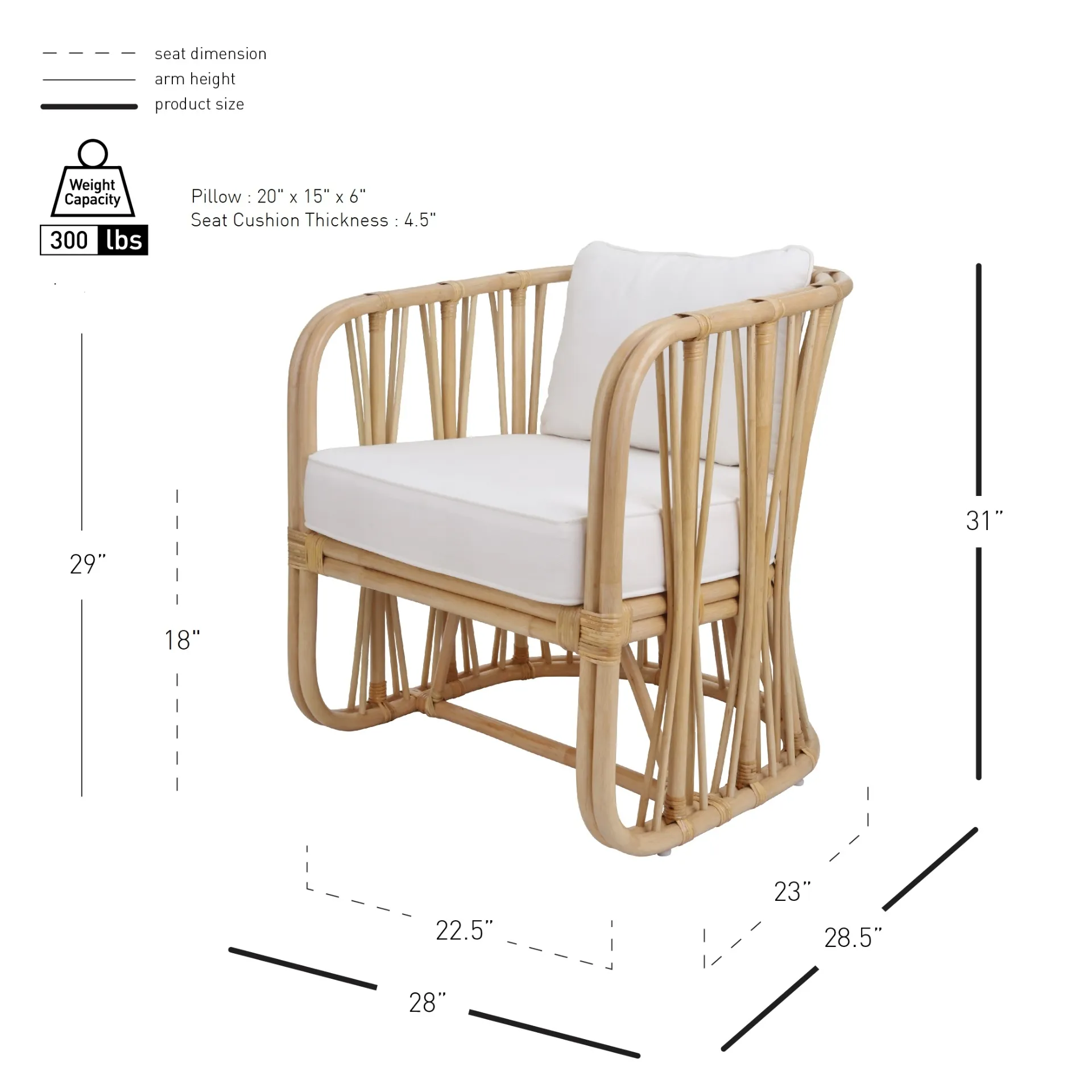 Shanaya Rattan Accent Arm Chair, Natural