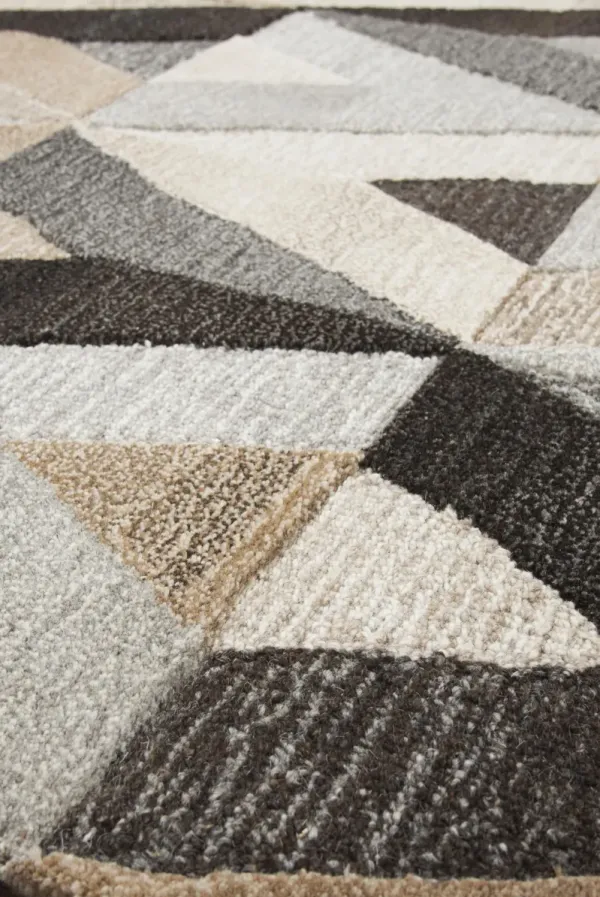 Suffolk Gray/Natural Geometric Wool 5' x 8' Rectangle Rug