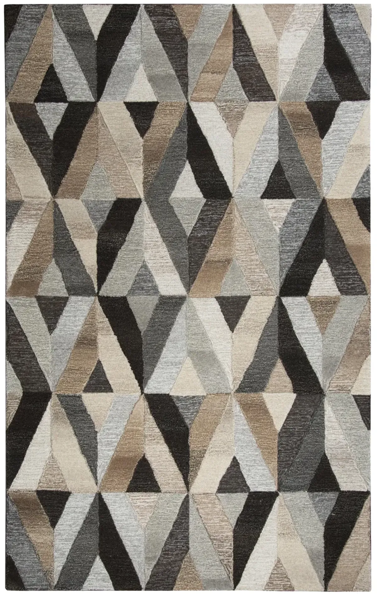 Suffolk Gray/Natural Geometric Wool 5' x 8' Rectangle Rug