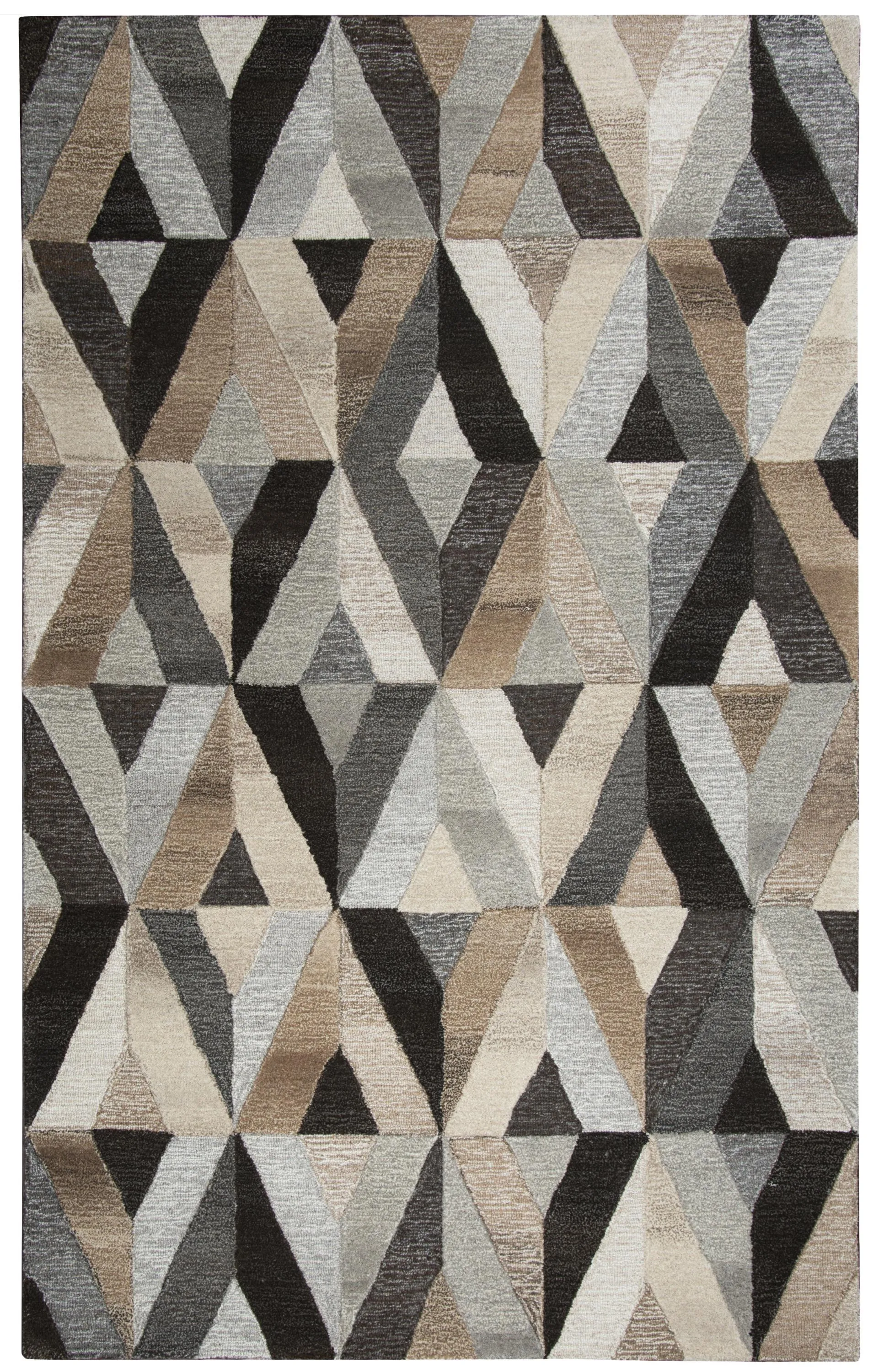 Suffolk Gray/Natural Geometric Wool 5' x 8' Rectangle Rug