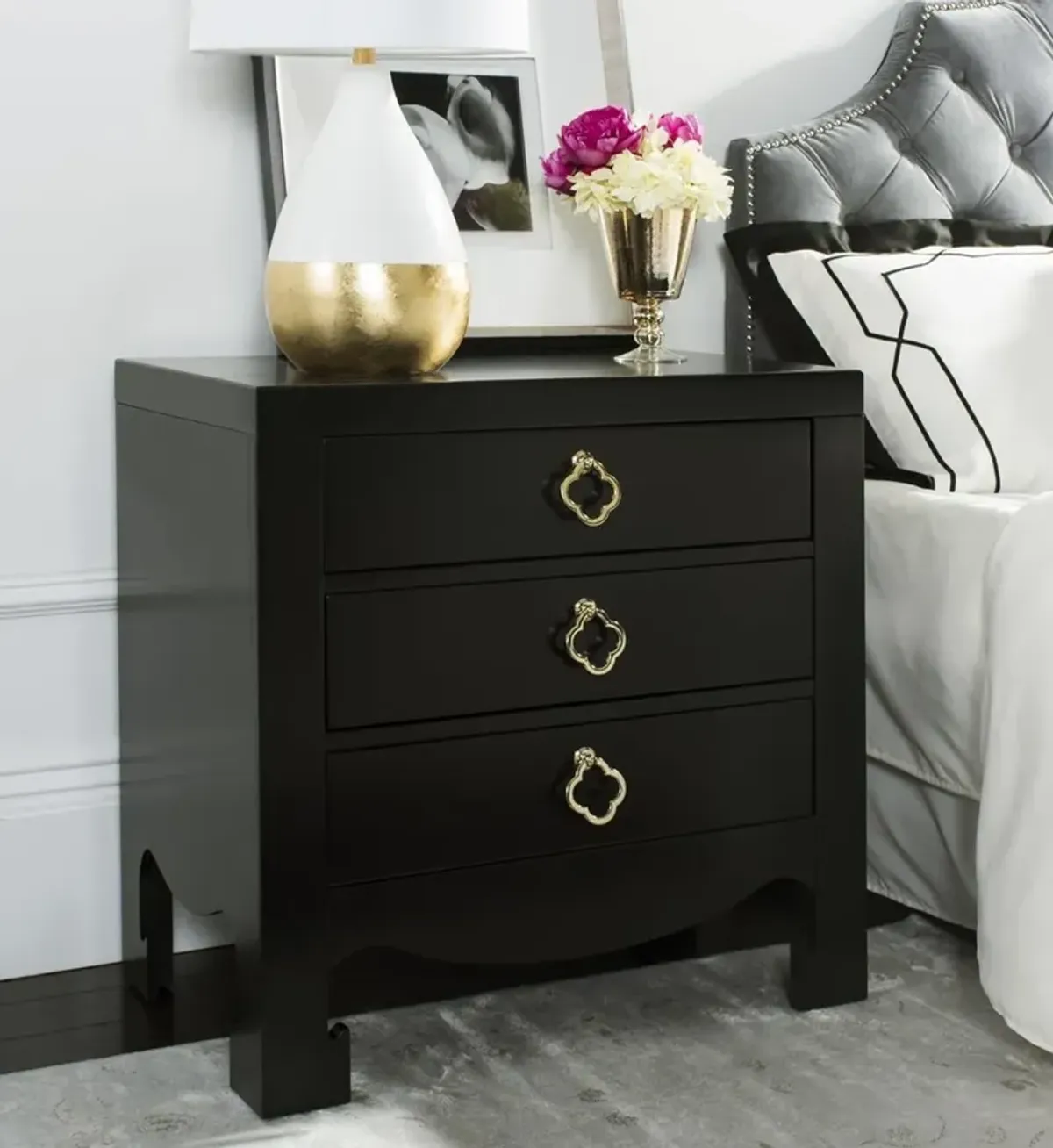 NERO 3 DRAWER NIGHTSTAND