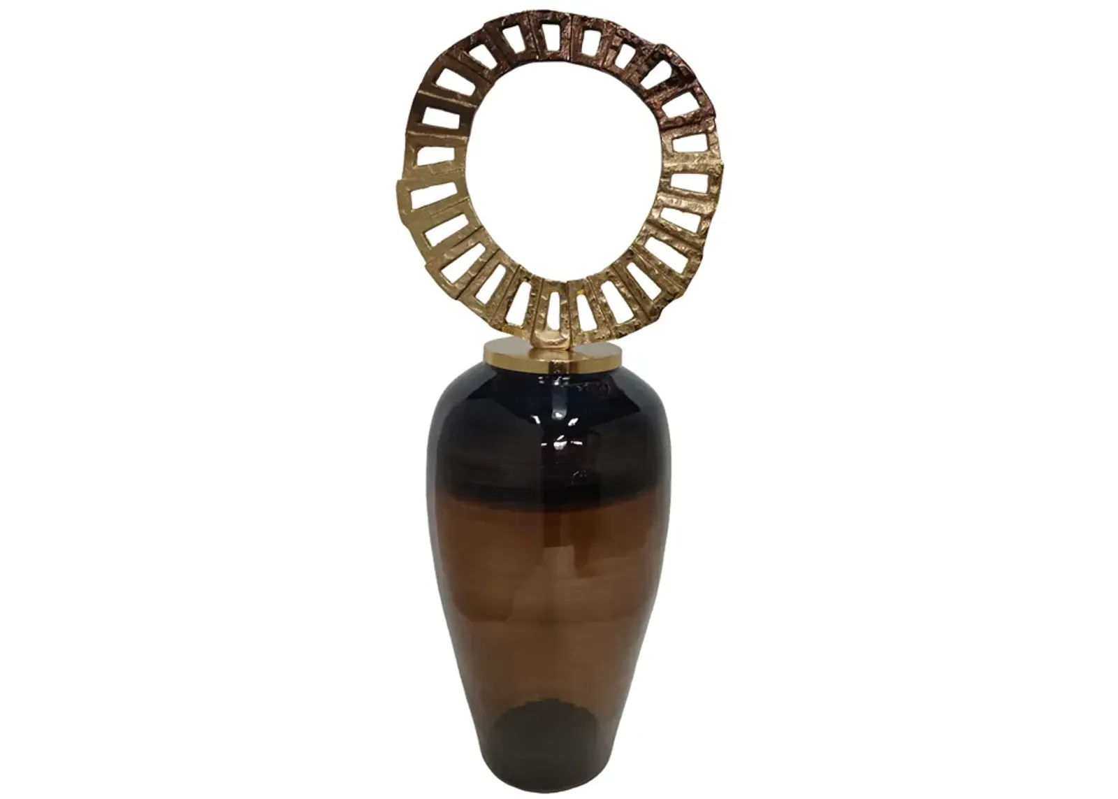 Glass, 35" Vase With Crown Top, Brown